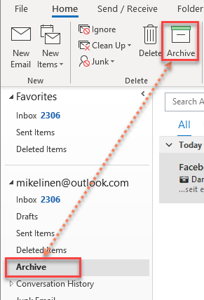 Archiving your old emails in Outlook